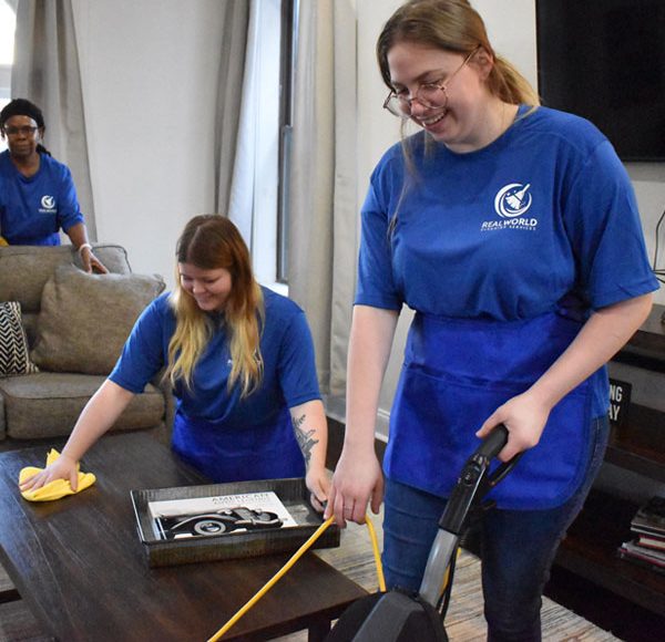 three women cleaning